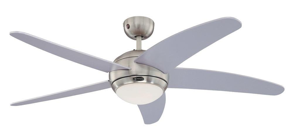 Westinghouse Lighting Bendan Ventilador de Techo, 132 x 36 cm Interior R7s, 80 W, Aspas Plateadas