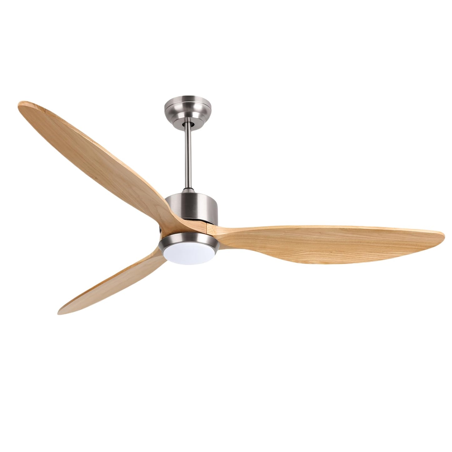 Ovlaim 165 CM Ventilador de techo inteligente de madera maciza de 3 aspas con luz y mando a distancia, motor DC silencioso de 6 velocidades para sala de estar del dormitorio