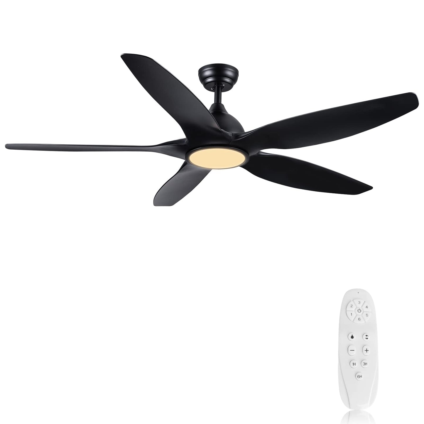Newday 153cm Ventilador de Techo Negro Con Luz y Mando, 5 Aspas Grande, Motor DC Silencioso, Iluminación Dimmer, 6 Velocidades, 3 Temporizador Para Sala de Estar Salon Dormitorio