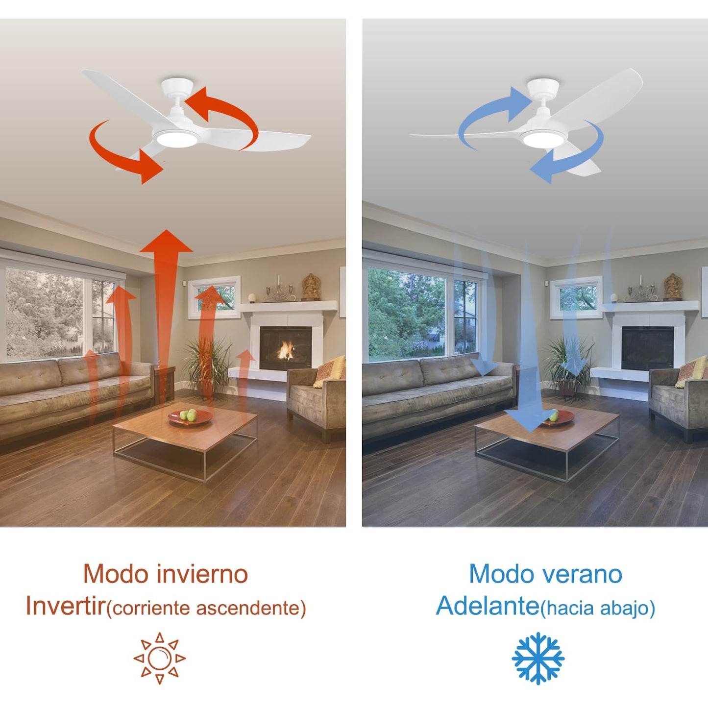 Ovlaim Ventiladores de Techo Inteligentes 132 cm Blancos con Luces y Control Remoto, Motor DC Silencioso de Alto Flujo de Aire, Ventiladores de Techo Modernos de 3 Aspas para Dormitorio