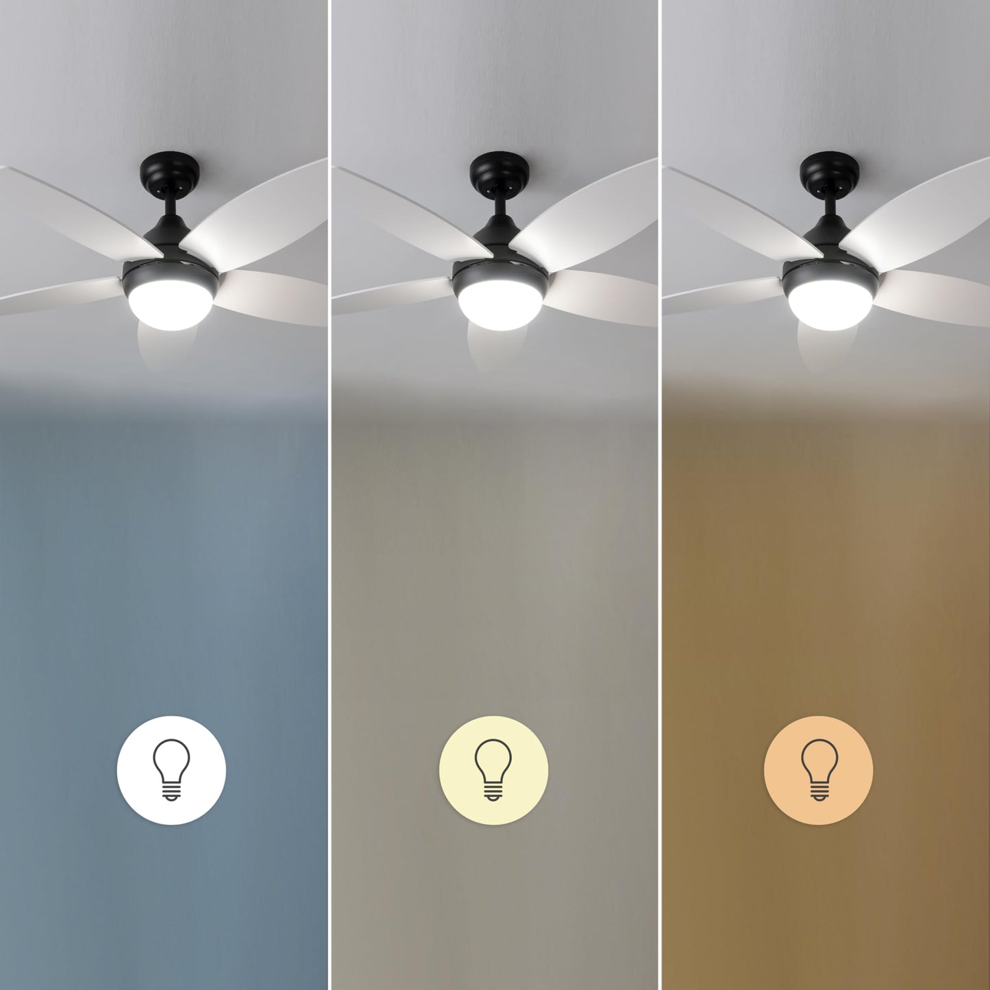Cecotec Ventilador de Techo con Luz EnergySilence Aero 4200 Black&LightWood. 53W, Diámetro 42”, Luz LED de 15W en 3 Tonos, Mando a distancia, Temporizador seleccionable, 3 Velocidades y 5 Aspas