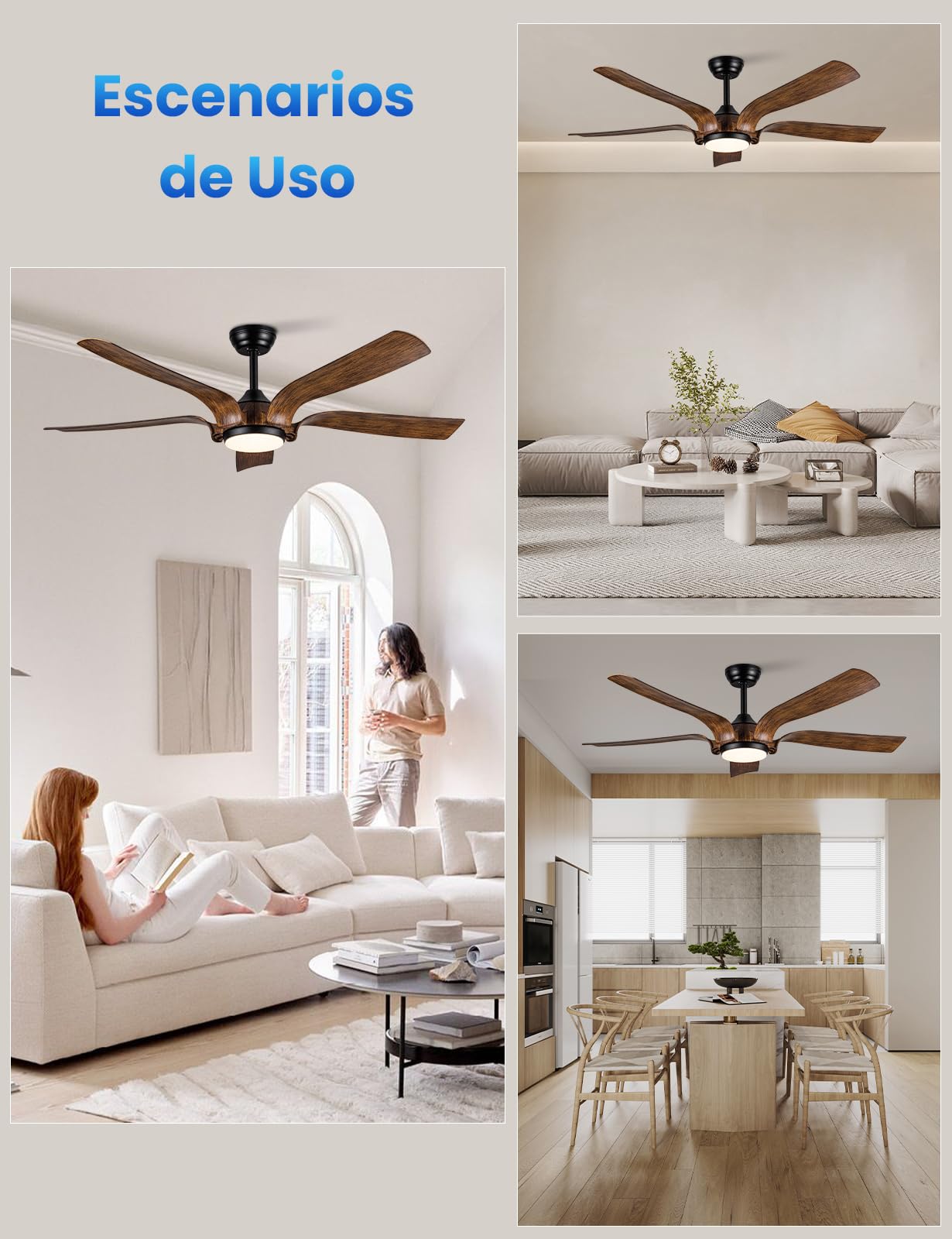 CJOY Ventilador de Techo con Luz y Mando, 142cm Ventilador de Techo con Luz Silenciosa Negro Madera, 6 Velocidades, Memoria 3 CCT Regulable, Regulable CC, Temporizador, Modo de Espera, 5 Aspas