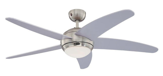Westinghouse Lighting Bendan Ventilador de Techo, 132 x 36 cm Interior R7s, 80 W, Aspas Plateadas