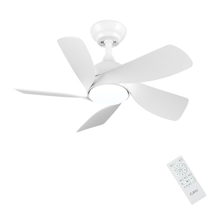 CJOY Ventilador de Techo con Luz Blanco Silencioso, 76cm Ventiladores de Techo con Luz y Mando, Lampara Ventilador Techo 5 Palas, Memoria 3 CCT, Regulable, 6 Velocidades, Reversible para el Dormitorio