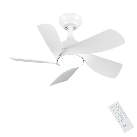 CJOY Ventilador de Techo con Luz Blanco Silencioso, 76cm Ventiladores de Techo con Luz y Mando, Lampara Ventilador Techo 5 Palas, Memoria 3 CCT, Regulable, 6 Velocidades, Reversible para el Dormitorio