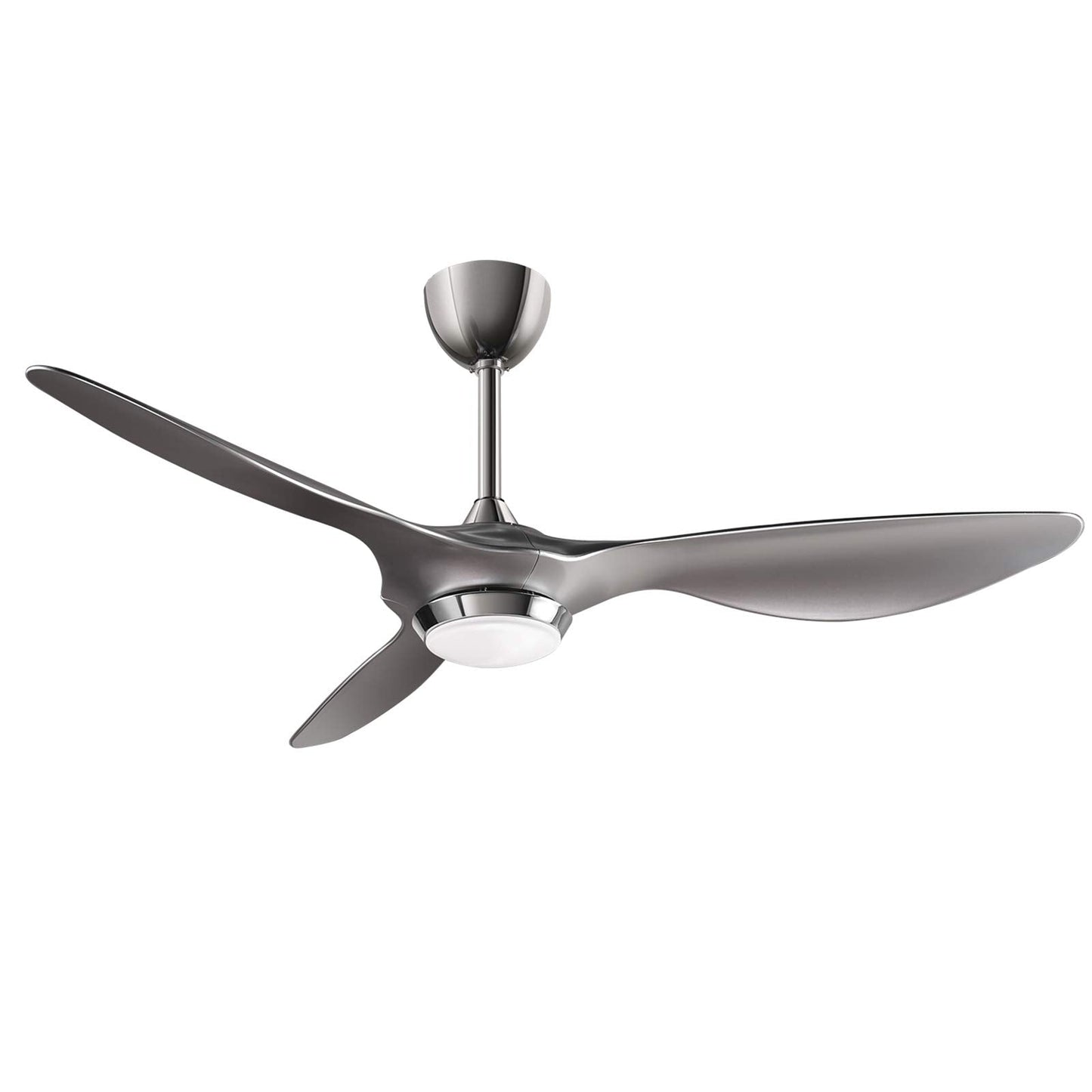 reiga 132cm Ventilatore da soffitto con luce LED dimmerabile Telecomando Lame moderne Motore reversibile silenzioso, 6 velocità, tempo (argento)