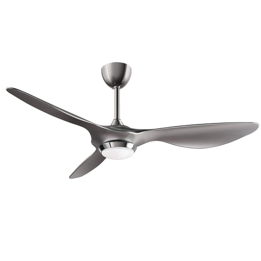 reiga 132cm Ventilatore da soffitto con luce LED dimmerabile Telecomando Lame moderne Motore reversibile silenzioso, 6 velocità, tempo (argento)