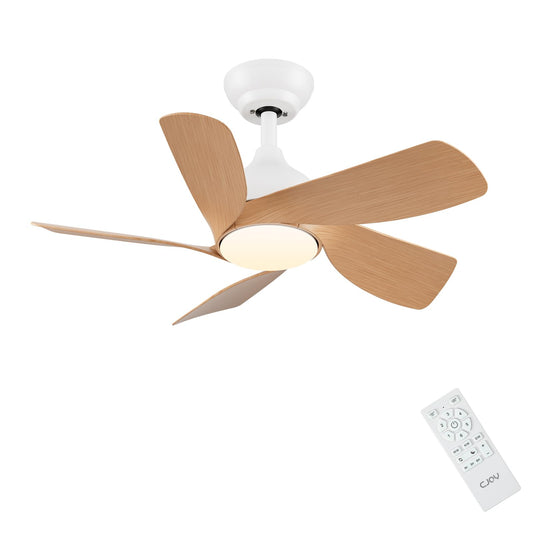 CJOY Ventilador de Techo con Luz Silencioso, 76 cm Madera Ventilador de Techo con Luz y Mando, 6 Velocidades, Memoria 3 CCT, Regulable, Reversible CC, Temporizador, Modo Sleep, Para Dormitorio
