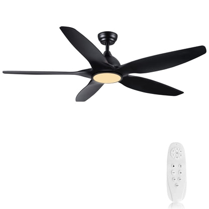Newday 153cm Ventilador de Techo Negro Con Luz y Mando, 5 Aspas Grande, Motor DC Silencioso, Iluminación Dimmer, 6 Velocidades, 3 Temporizador Para Sala de Estar Salon Dormitorio