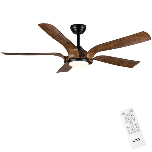 CJOY Ventilador de Techo con Luz y Mando, 142cm Ventilador de Techo con Luz Silenciosa Negro Madera, 6 Velocidades, Memoria 3 CCT Regulable, Regulable CC, Temporizador, Modo de Espera, 5 Aspas